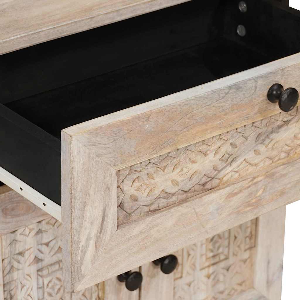 Bedside Cabinet Beige 50 x 33 x 60 cm Solid Acacia wood