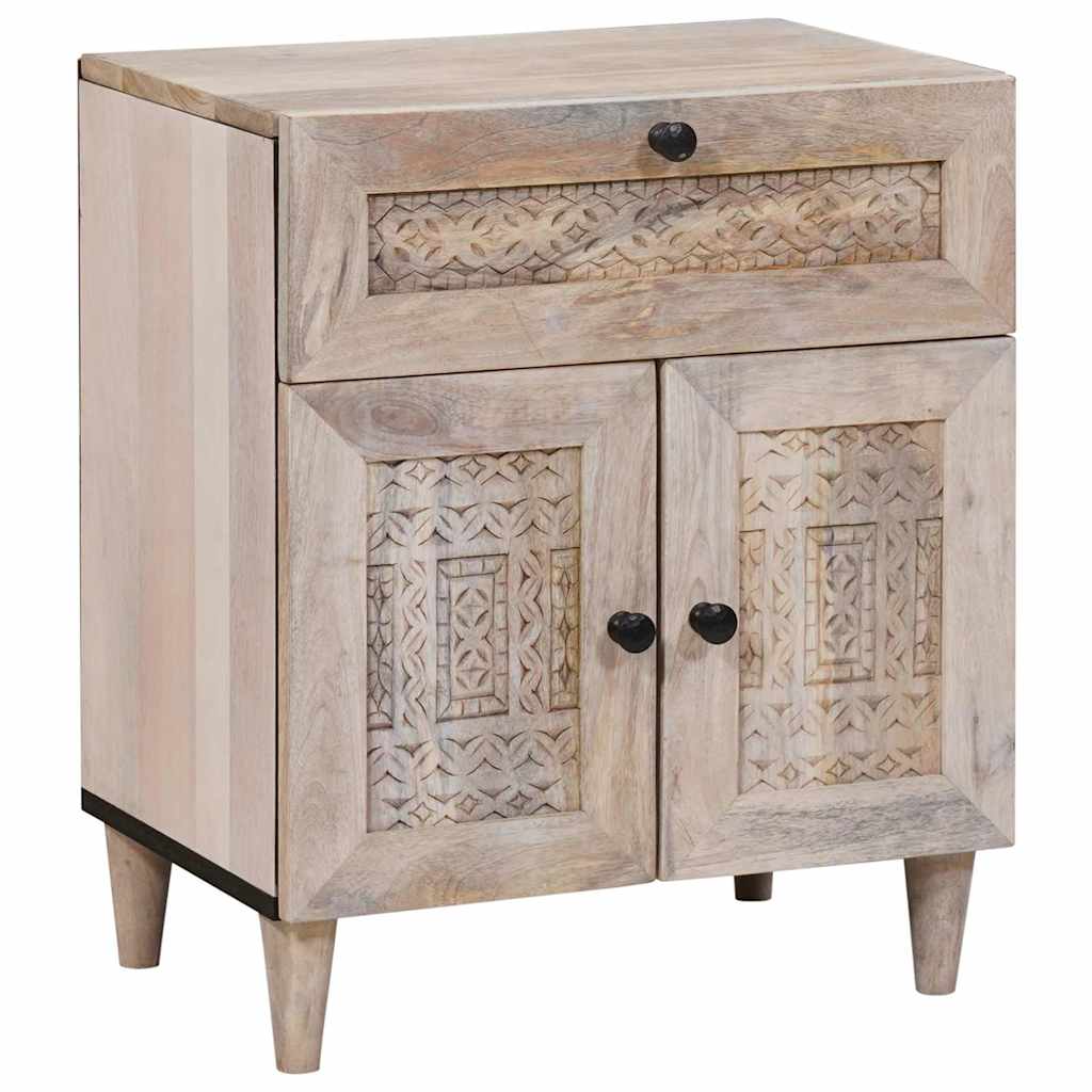 Bedside Cabinet Beige 50 x 33 x 60 cm Solid Acacia wood