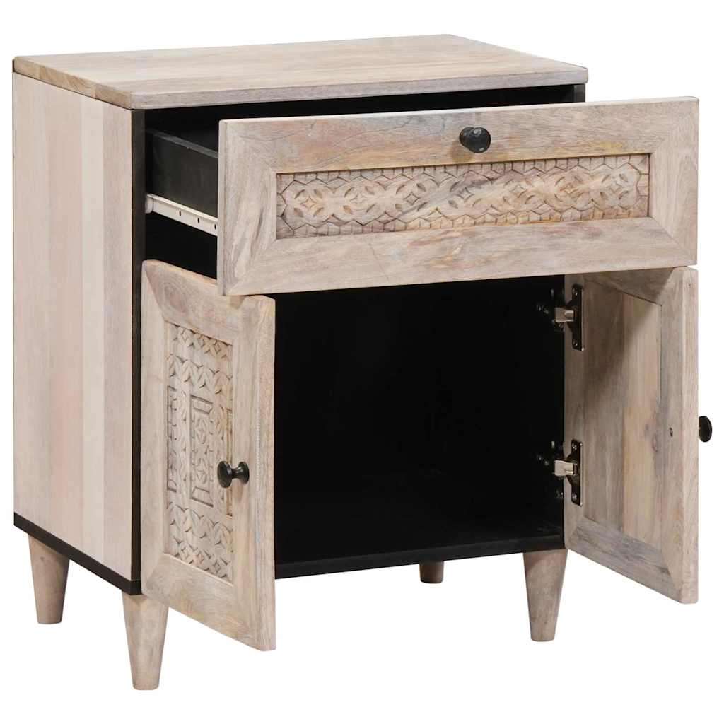 Bedside Cabinet Beige 50 x 33 x 60 cm Solid Acacia wood