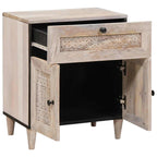 Bedside Cabinet Beige 50 x 33 x 60 cm Solid Acacia wood