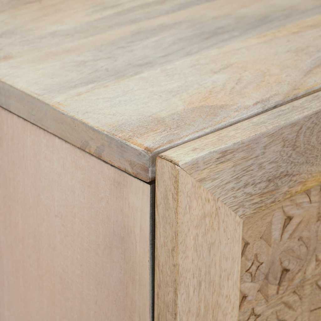 Highboard with Shelf White 40 x 33 x 110 cm Solid mango wood