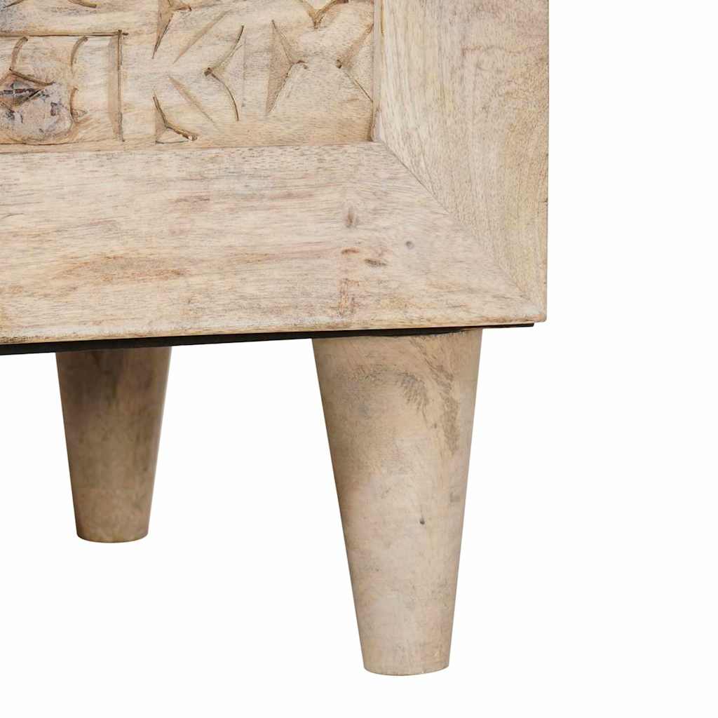 Highboard with Shelf White 40 x 33 x 110 cm Solid mango wood