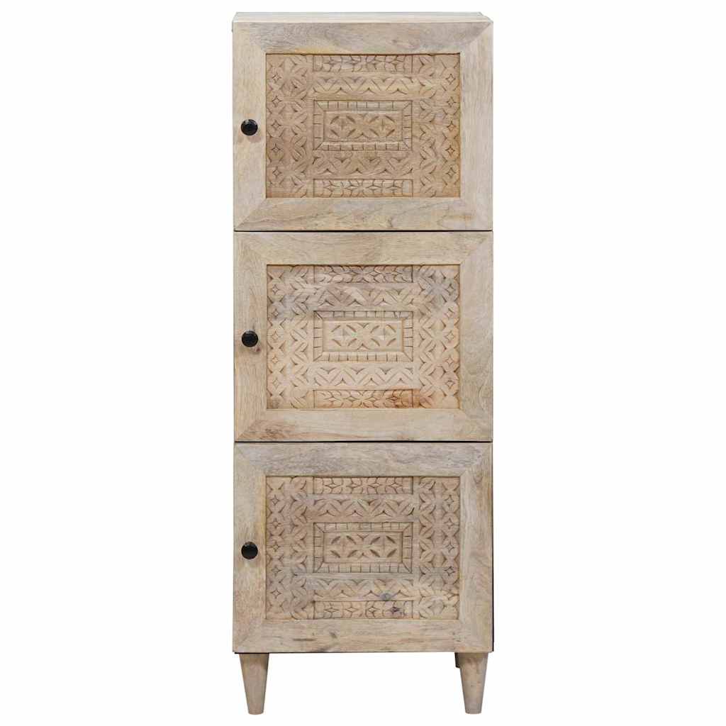 Highboard with Shelf White 40 x 33 x 110 cm Solid mango wood