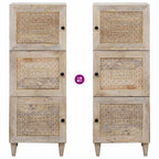 Highboard with Shelf White 40 x 33 x 110 cm Solid mango wood