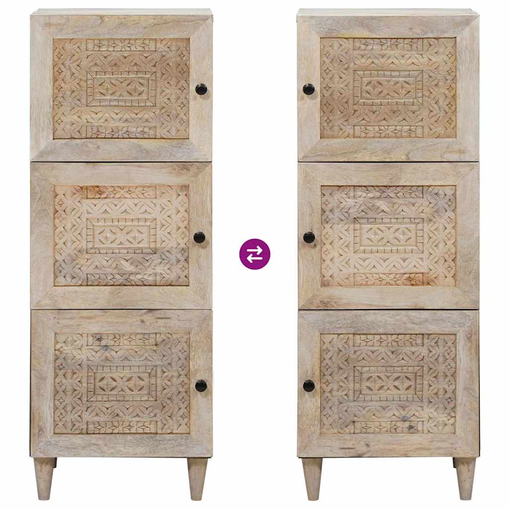 Highboard with Shelf White 40 x 33 x 110 cm Solid mango wood