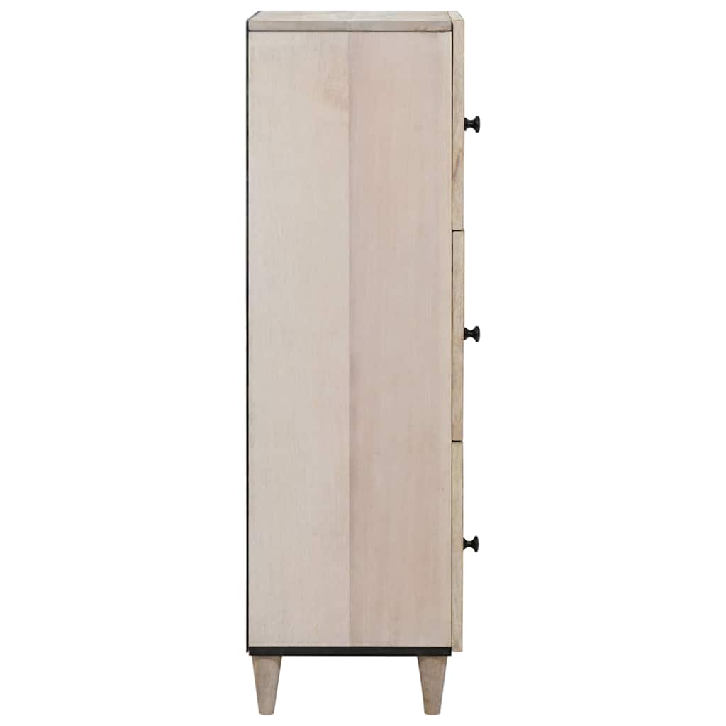 Highboard with Shelf White 40 x 33 x 110 cm Solid mango wood