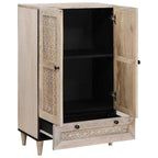 Highboard with Drawer White 60 x 33 x 100 cm Solid mango wood