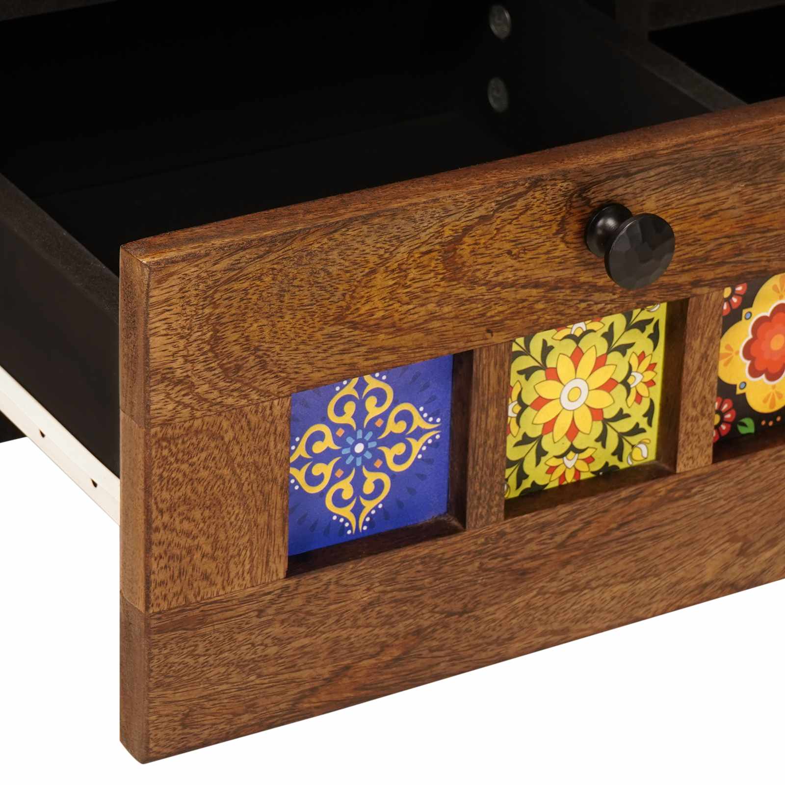 TV Cabinet with Drawer Walnut 100 x 33 x 46 cm Solid Mango Wood