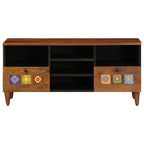 TV Cabinet with Drawer Walnut 100 x 33 x 46 cm Solid Mango Wood