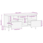 TV Cabinet with Drawer Walnut 100 x 33 x 46 cm Solid Mango Wood