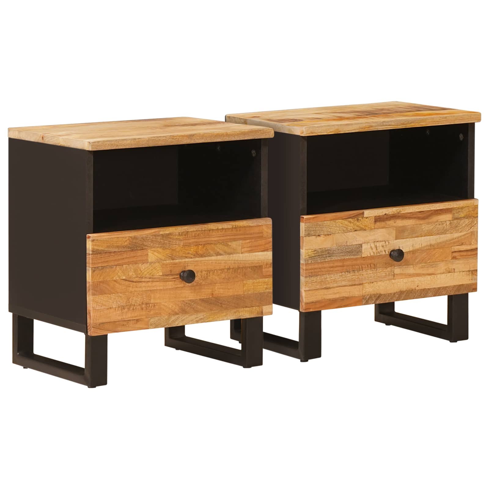 Bed cabinet 2 pcs Brown 40 x 33 x 46 cm Solid Mango Wood