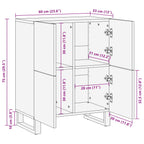 Side Cabinet with Door Brown 60 x 33 x 75 cm Solid Mango Wood