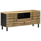 TV Cabinet Black 105x33.5x46 cm Solid Rough Wood Mango