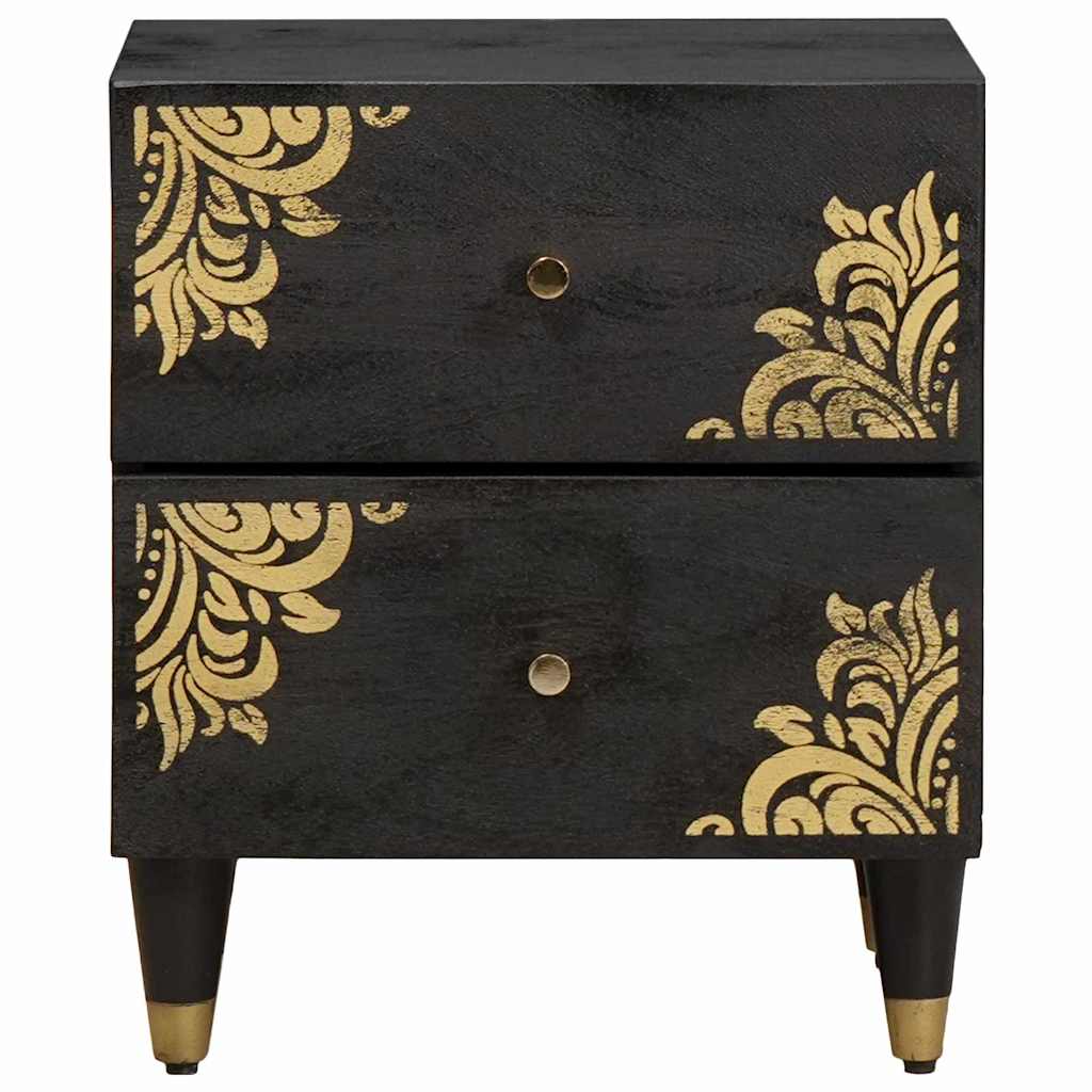 Bedside Cabinet 2 pcs Black 40 x 33 x 46 cm Solid Mango Wood