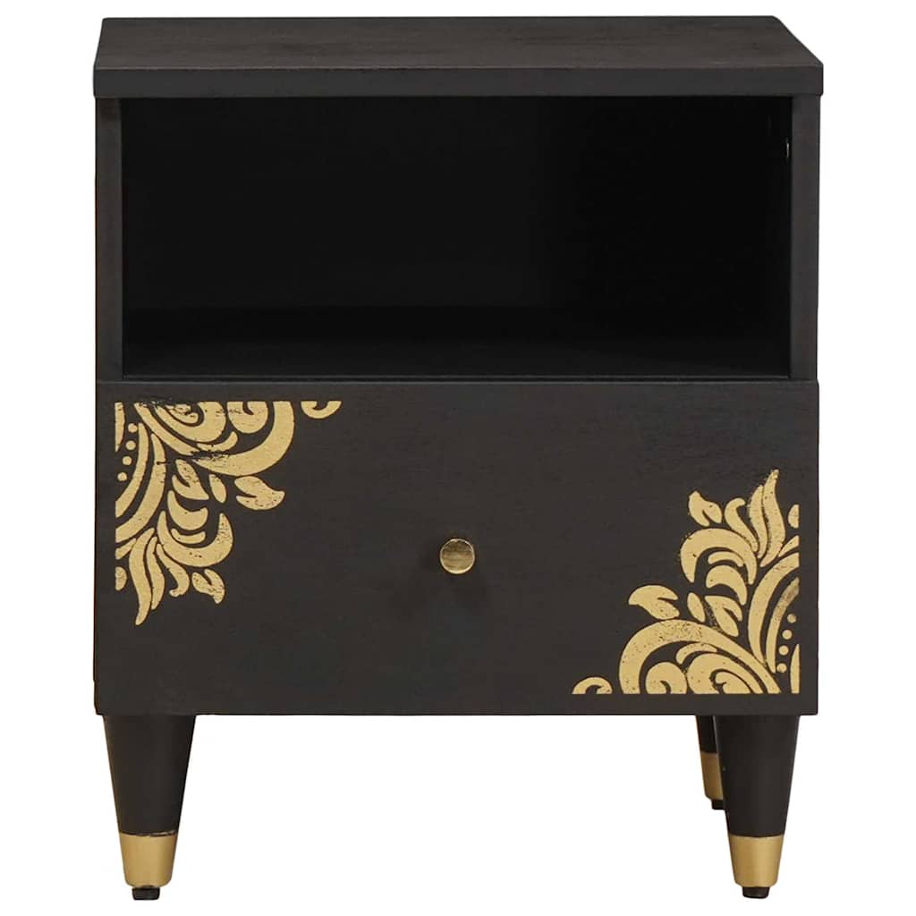 Bedside Cabinet Black 40 x 33 x 46 cm Solid Mango Wood