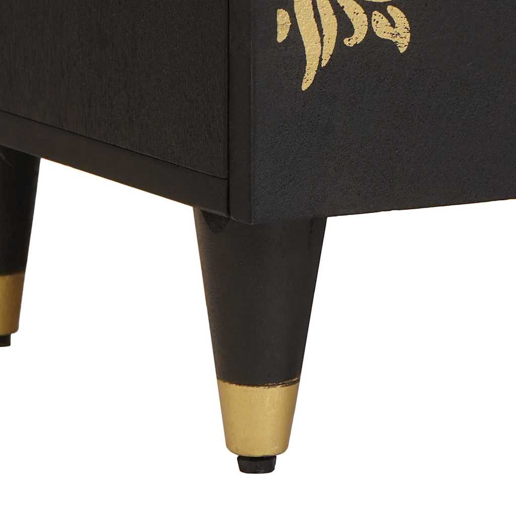 Bedside Cabinet 2 pcs Black 40 x 33 x 46 cm Solid Mango Wood