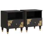 Bedside Cabinet 2 pcs Black 40 x 33 x 46 cm Solid Mango Wood