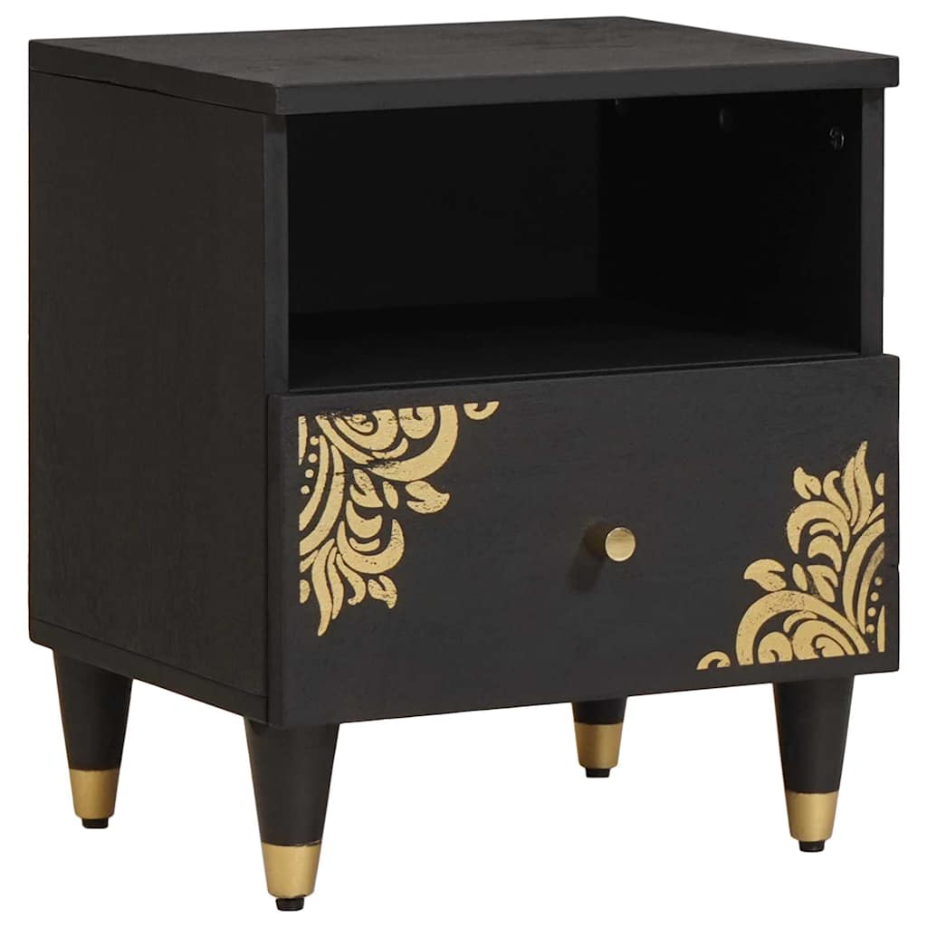 Bedside Cabinet 2 pcs Black 40 x 33 x 46 cm Solid Mango Wood
