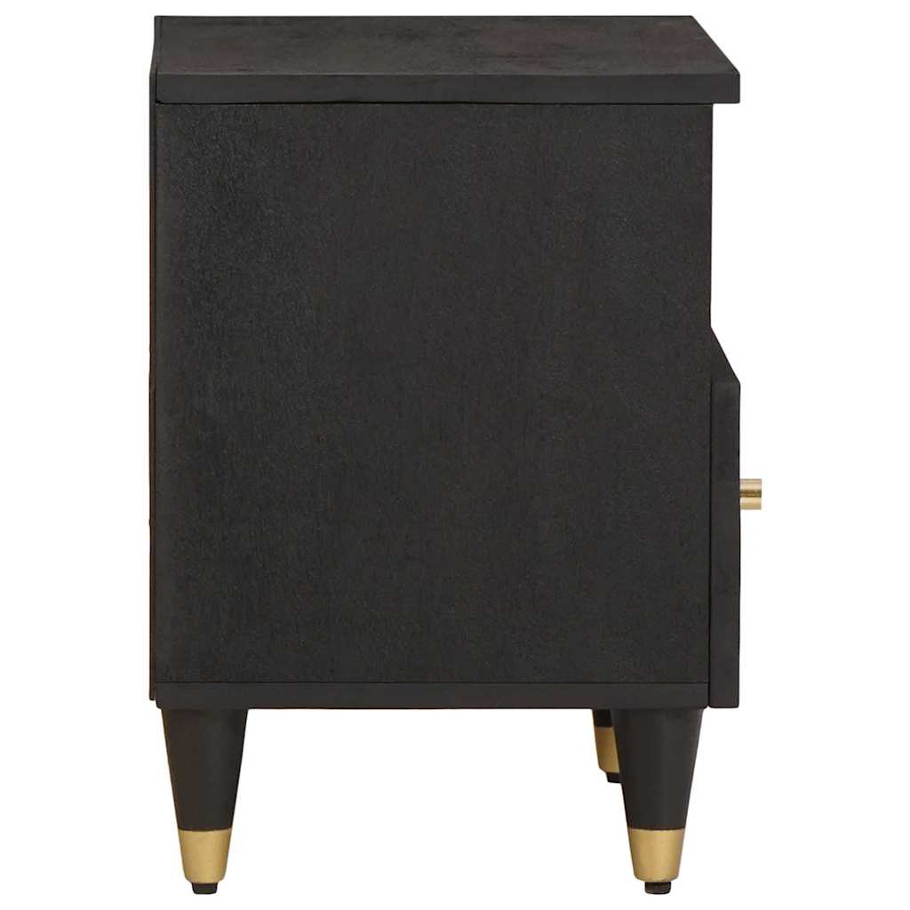 Bedside Cabinet 2 pcs Black 40 x 33 x 46 cm Solid Mango Wood