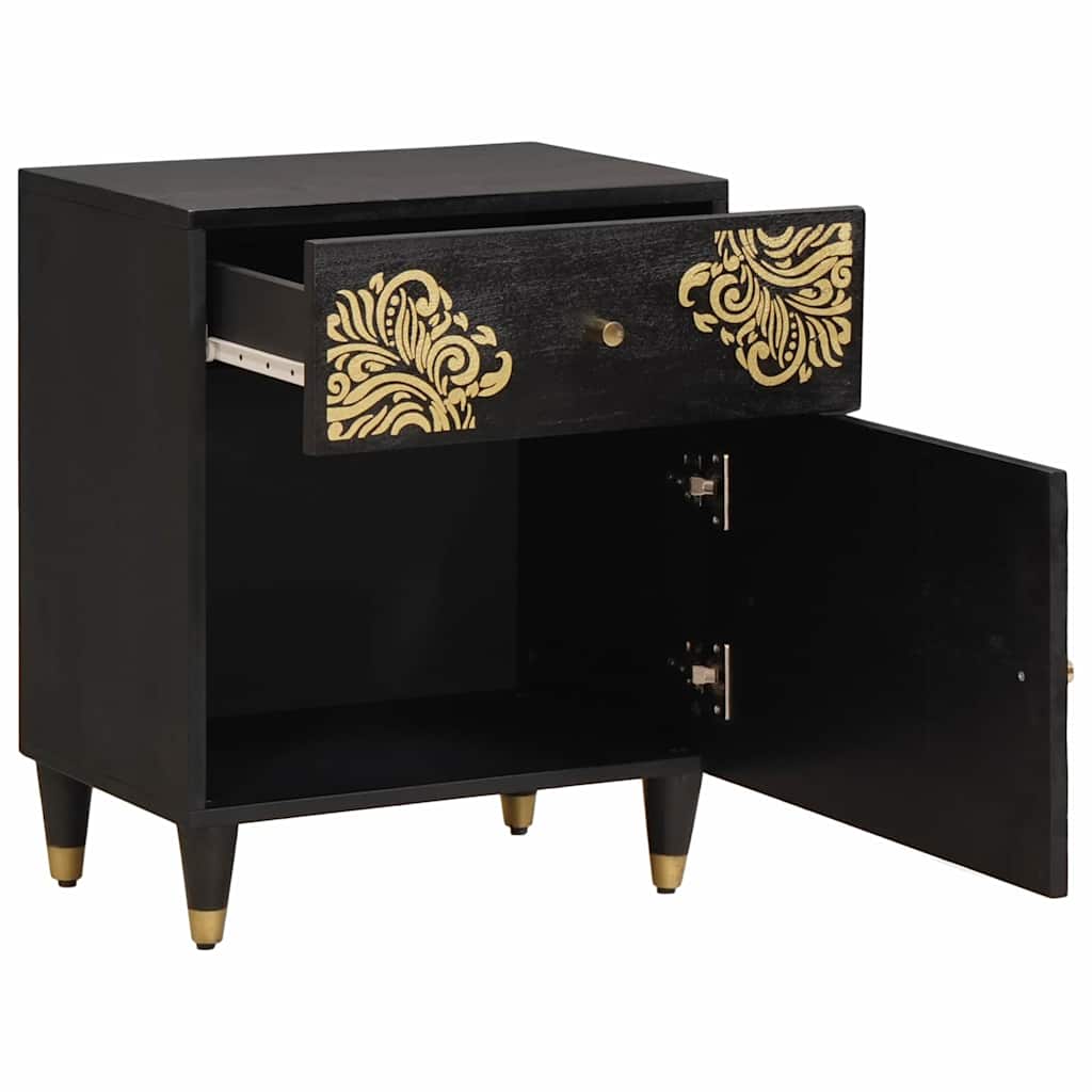 Bedside Cabinet with Door with Drawer Black 50 x 33 x 60 cm
