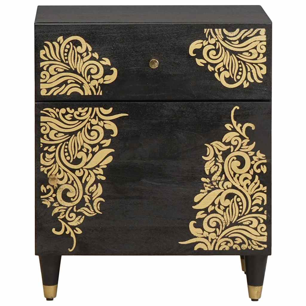 Bedside Cabinet with Door with Drawer Black 50 x 33 x 60 cm
