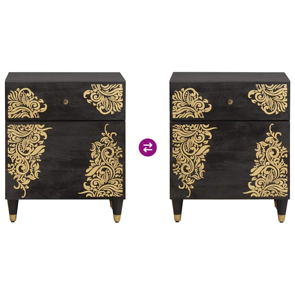 Bedside Cabinet with Door with Drawer Black 50 x 33 x 60 cm