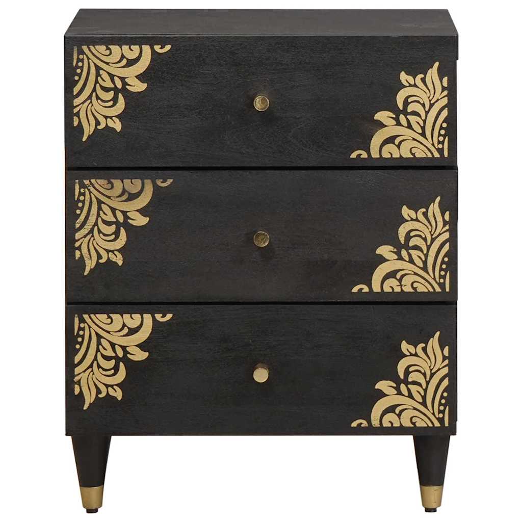 Bedside Cabinet Black 50 x 33 x 62 cm Solid Mango Wood