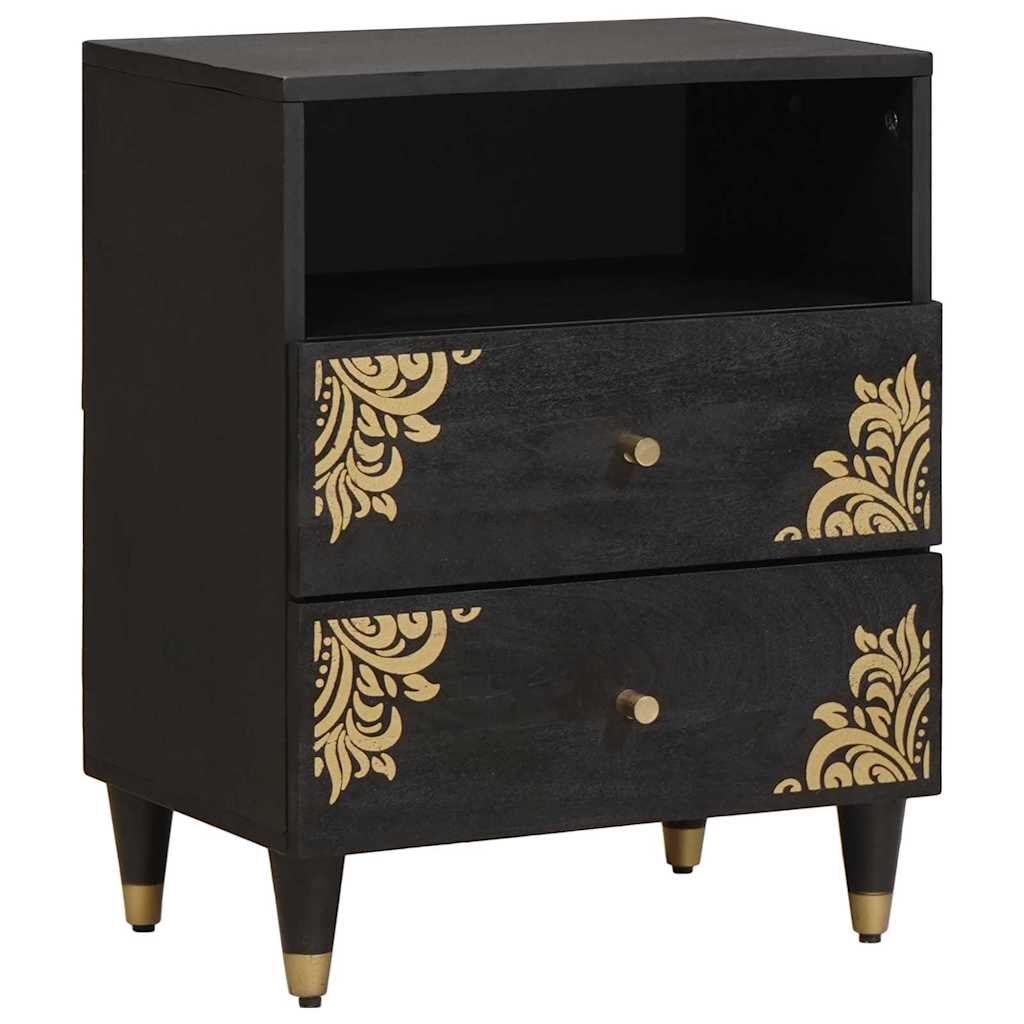 Bedside Cabinet Black 50 x 33 x 62 cm Solid Mango Wood