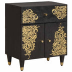 Bedside Cabinet with Door with Drawer Black 50 x 33 x 60 cm