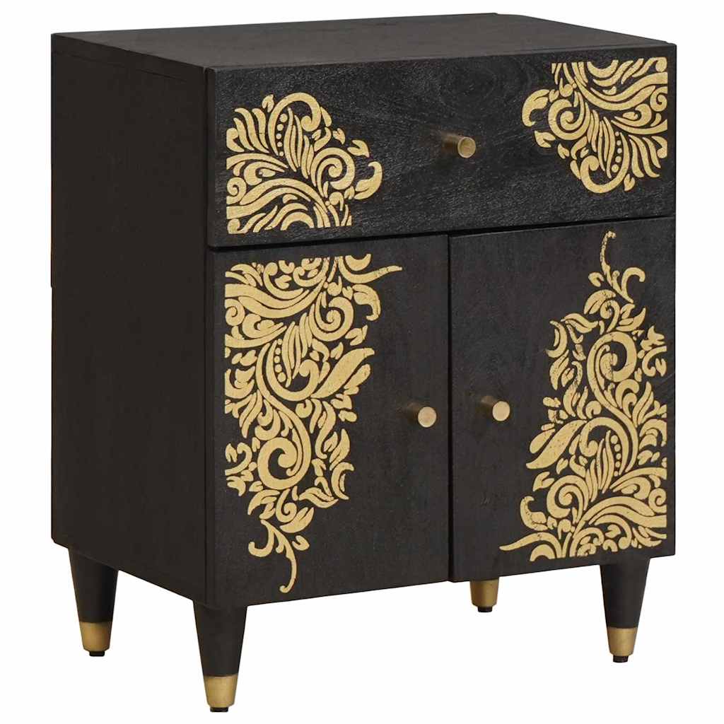 Bedside Cabinet with Door with Drawer Black 50 x 33 x 60 cm