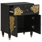 Bedside Cabinet with Door with Drawer Black 50 x 33 x 60 cm