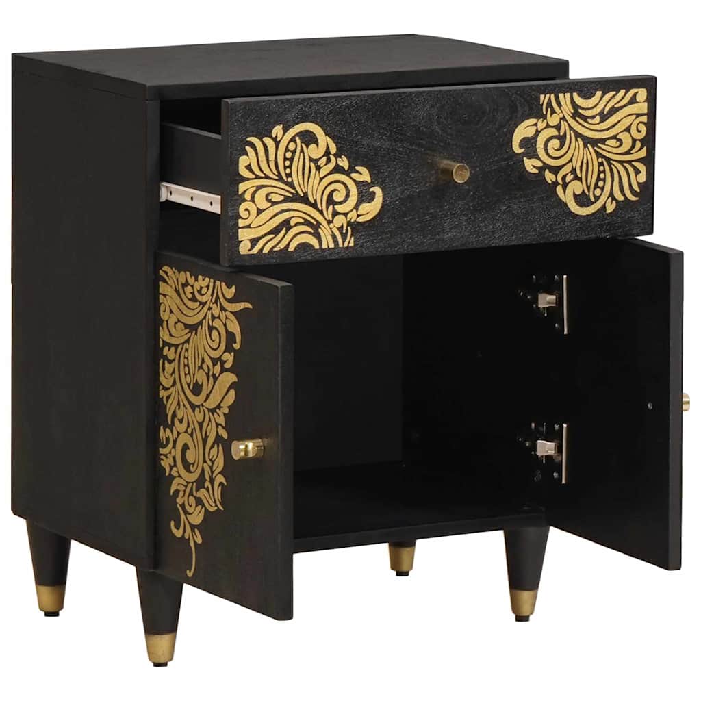 Bedside Cabinet with Door with Drawer Black 50 x 33 x 60 cm