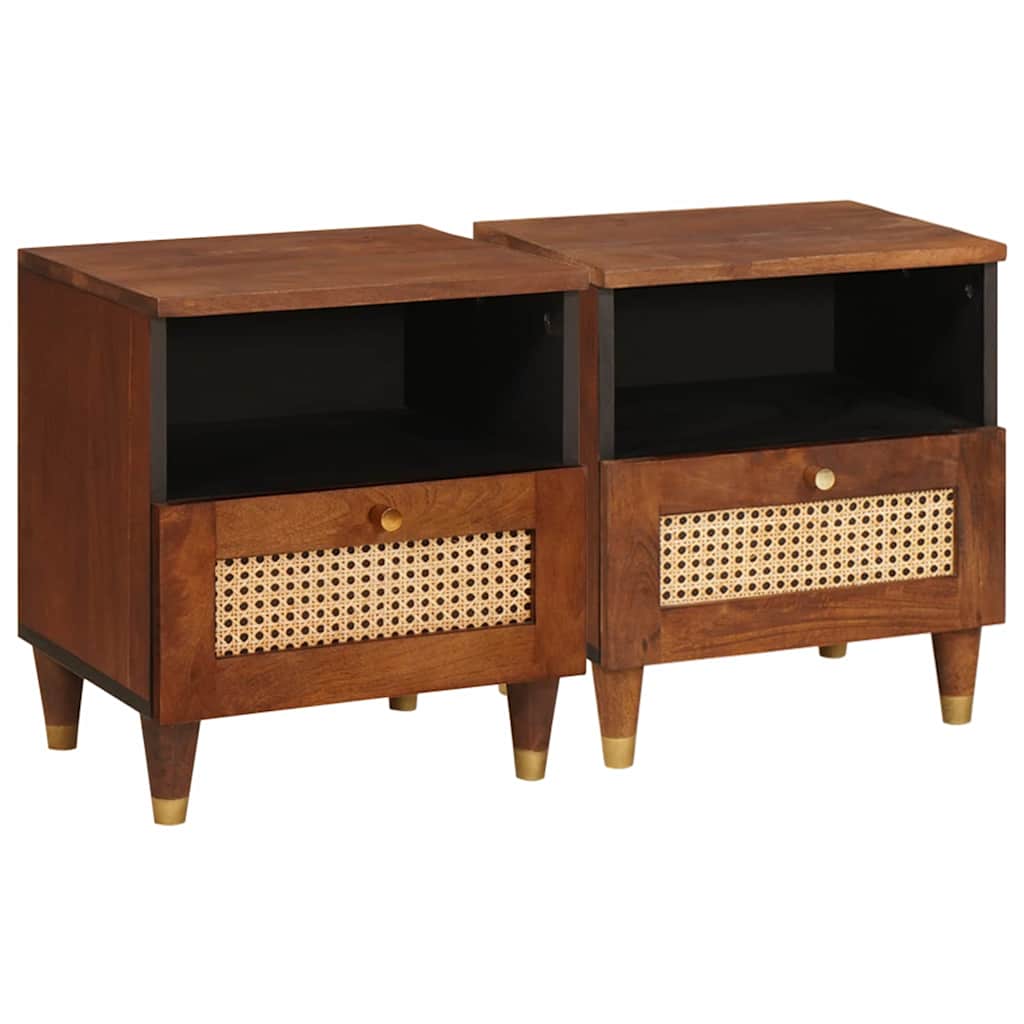 Bedside Cabinet 2 pcs Brown 40 x 33 x 46 cm Solid Acacia wood