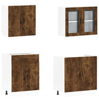 4 Piece Kitchen Cabinet Set Porto Smoked Oak Engineered Wood