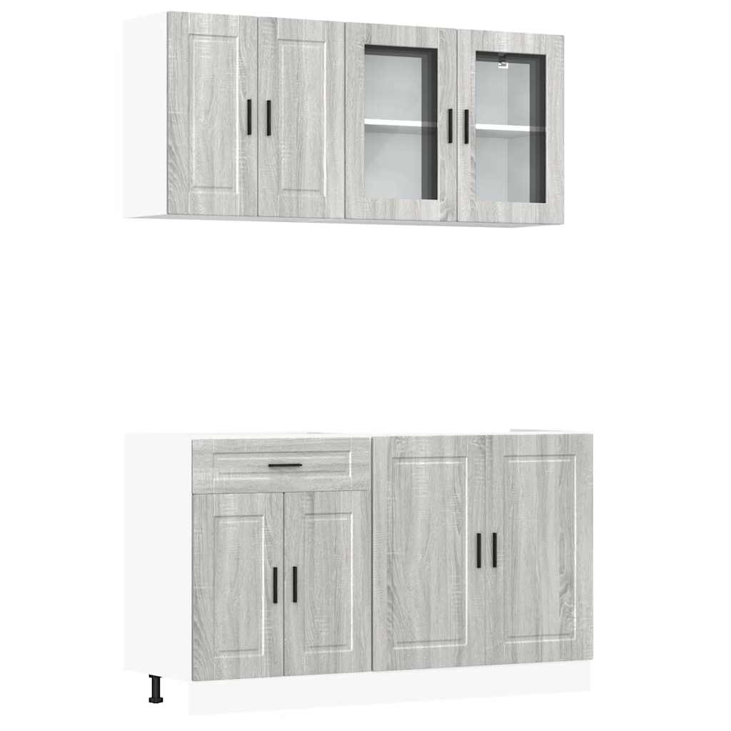 4 Piece Kitchen Cabinet Set Porto Grey Sonoma Engineered Wood