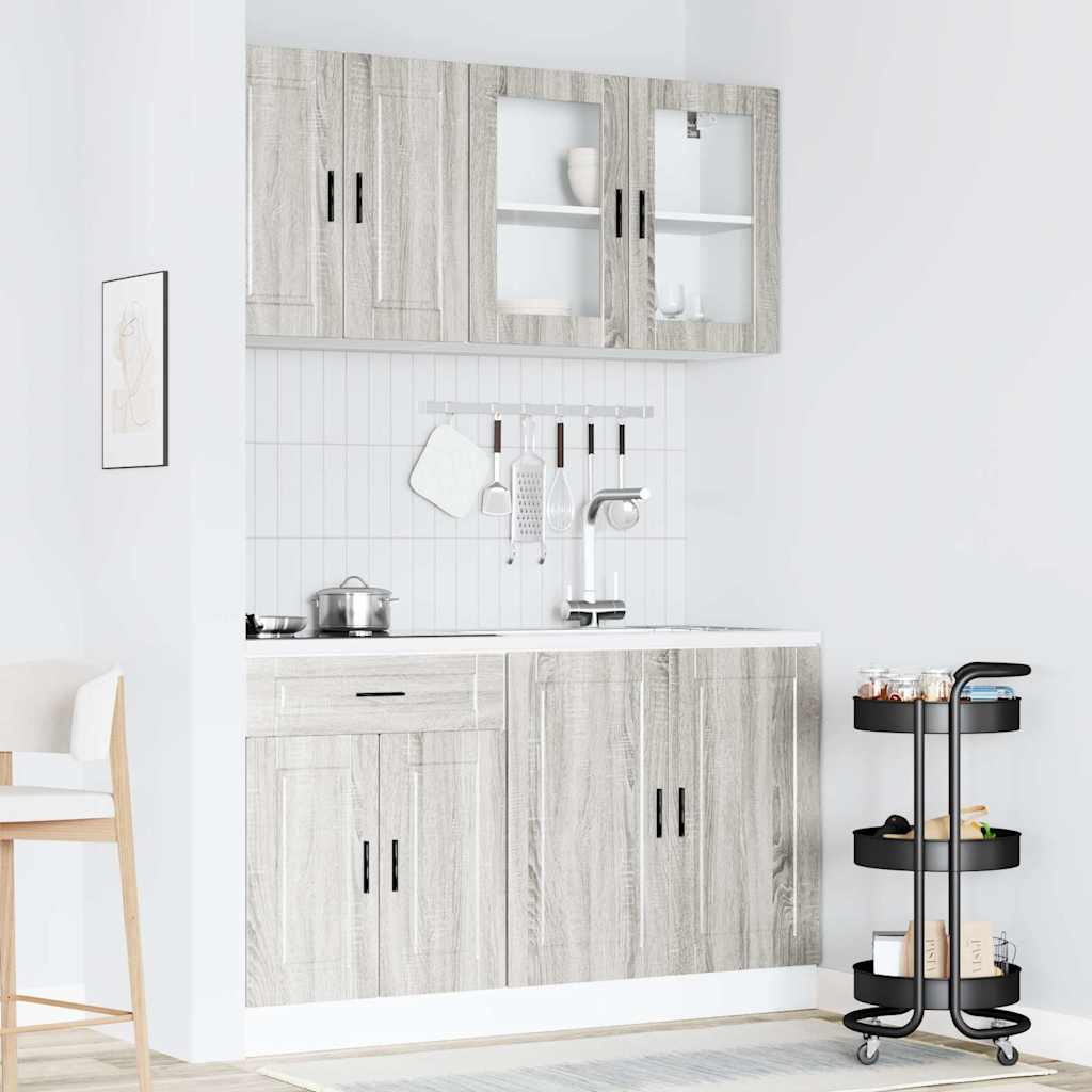 4 Piece Kitchen Cabinet Set Porto Grey Sonoma Engineered Wood