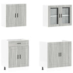 4 Piece Kitchen Cabinet Set Porto Grey Sonoma Engineered Wood