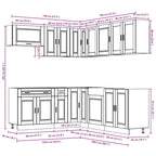 11 Piece Kitchen Cabinet Set Porto Smoked Oak Engineered Wood