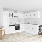 14 Piece Kitchen Cabinet Set Kalmar Gloss White Engineered Wood