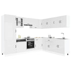 14 Piece Kitchen Cabinet Set Kalmar Gloss White Engineered Wood