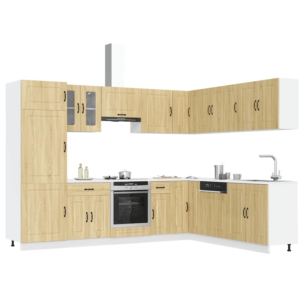 14 Piece Kitchen Cabinet Set Kalmar Gloss White Engineered Wood