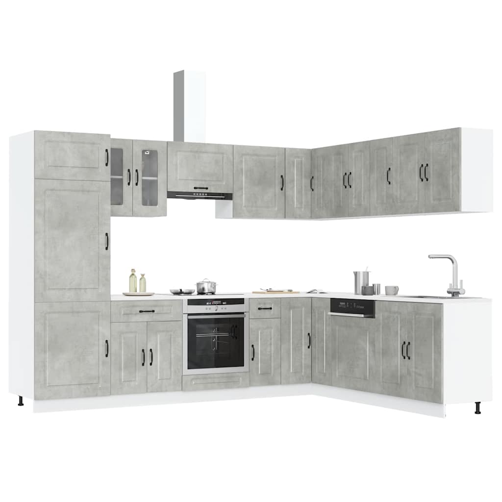 14 Piece Kitchen Cabinet Set Kalmar Gloss White Engineered Wood