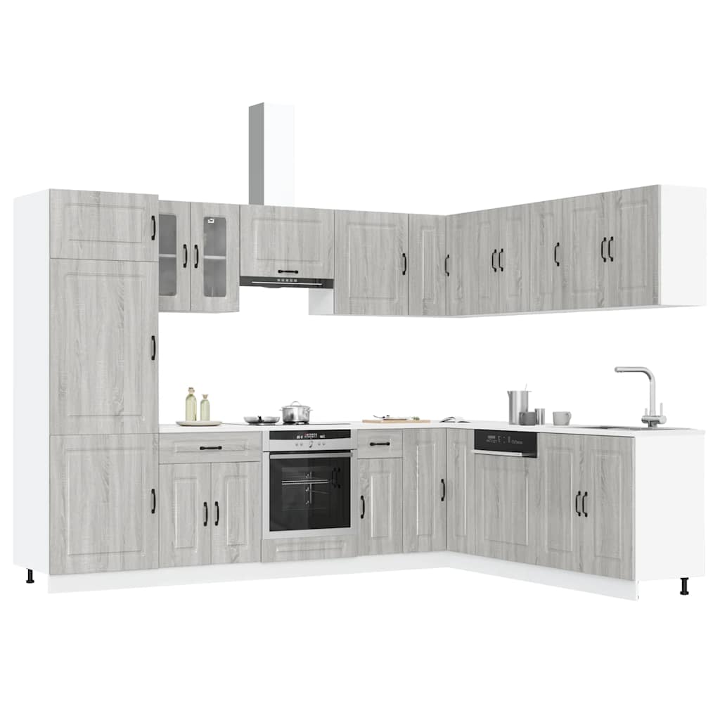 14 Piece Kitchen Cabinet Set Kalmar Gloss White Engineered Wood