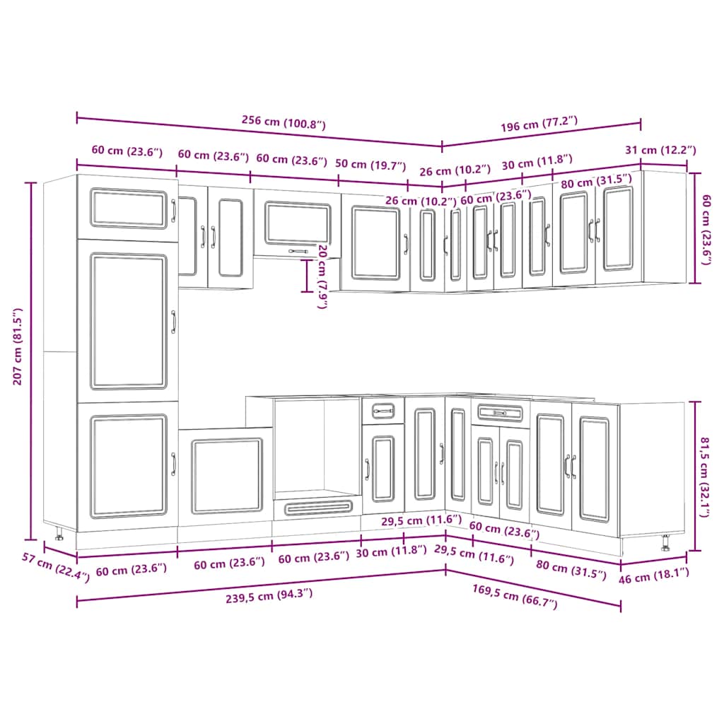 14 Piece Kitchen Cabinet Set Kalmar Old Wood Engineered Wood
