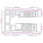 14 Piece Kitchen Cabinet Set Porto Black Engineered Wood