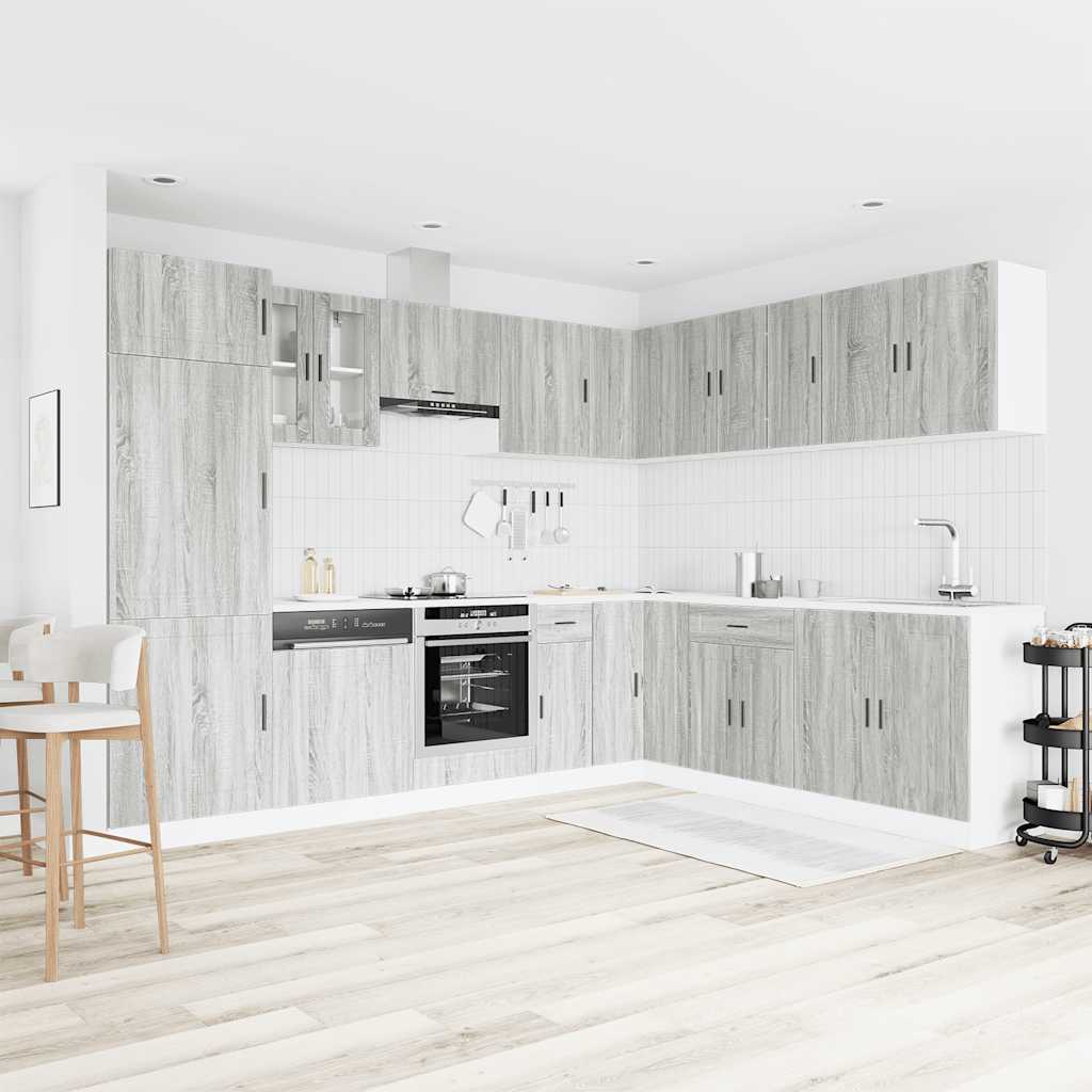 14 Piece Kitchen Cabinet Set Porto Grey Sonoma Engineered Wood