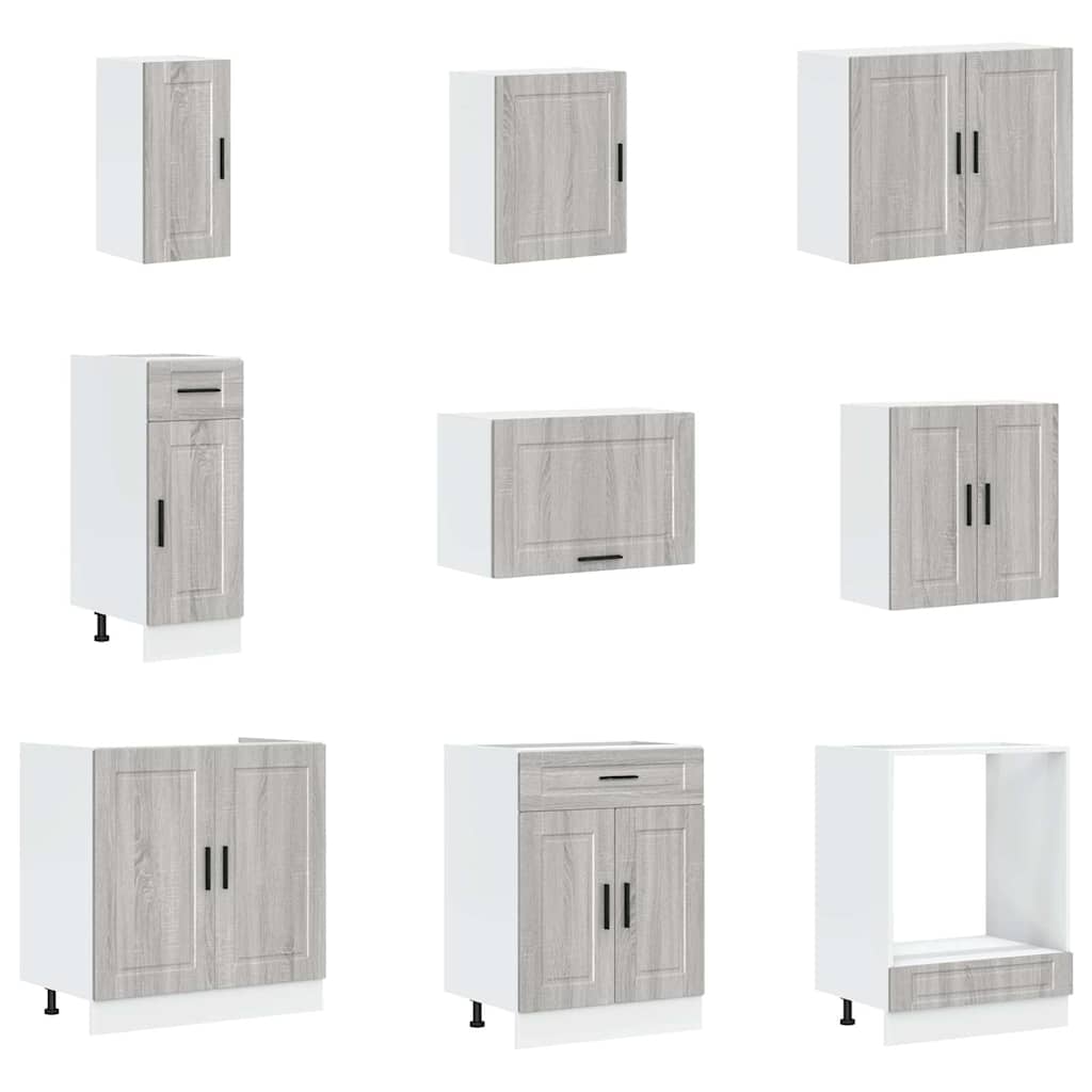 14 Piece Kitchen Cabinet Set Porto Grey Sonoma Engineered Wood