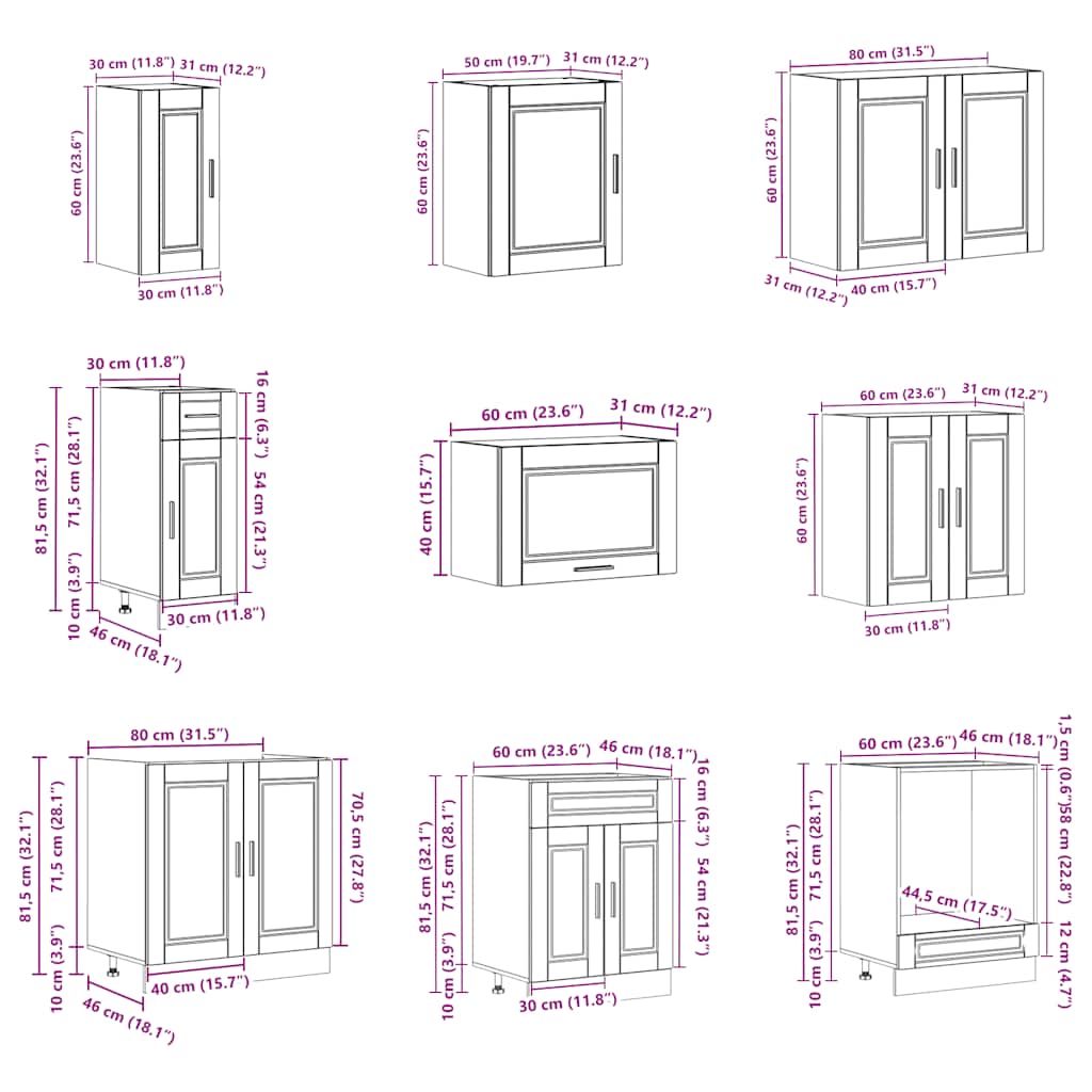 14 Piece Kitchen Cabinet Set Porto Grey Sonoma Engineered Wood