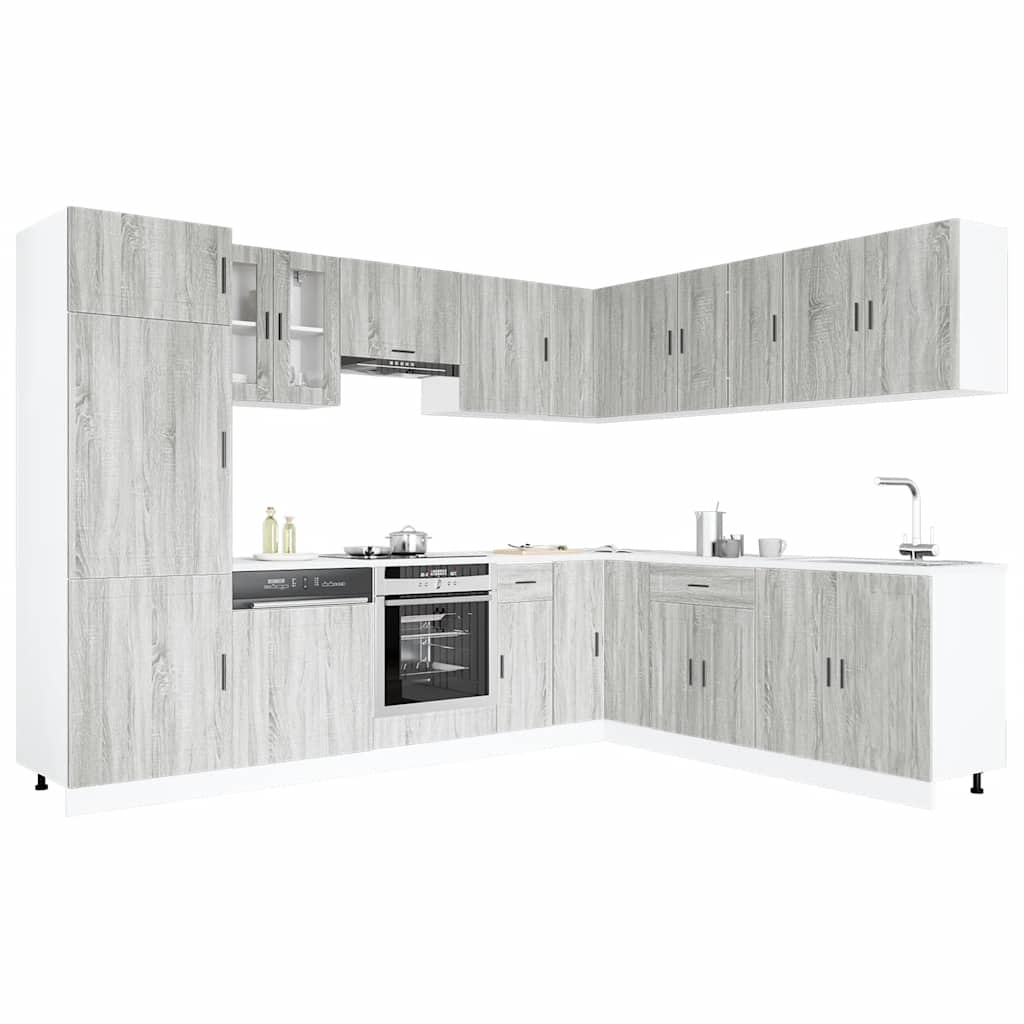 14 Piece Kitchen Cabinet Set Porto Grey Sonoma Engineered Wood