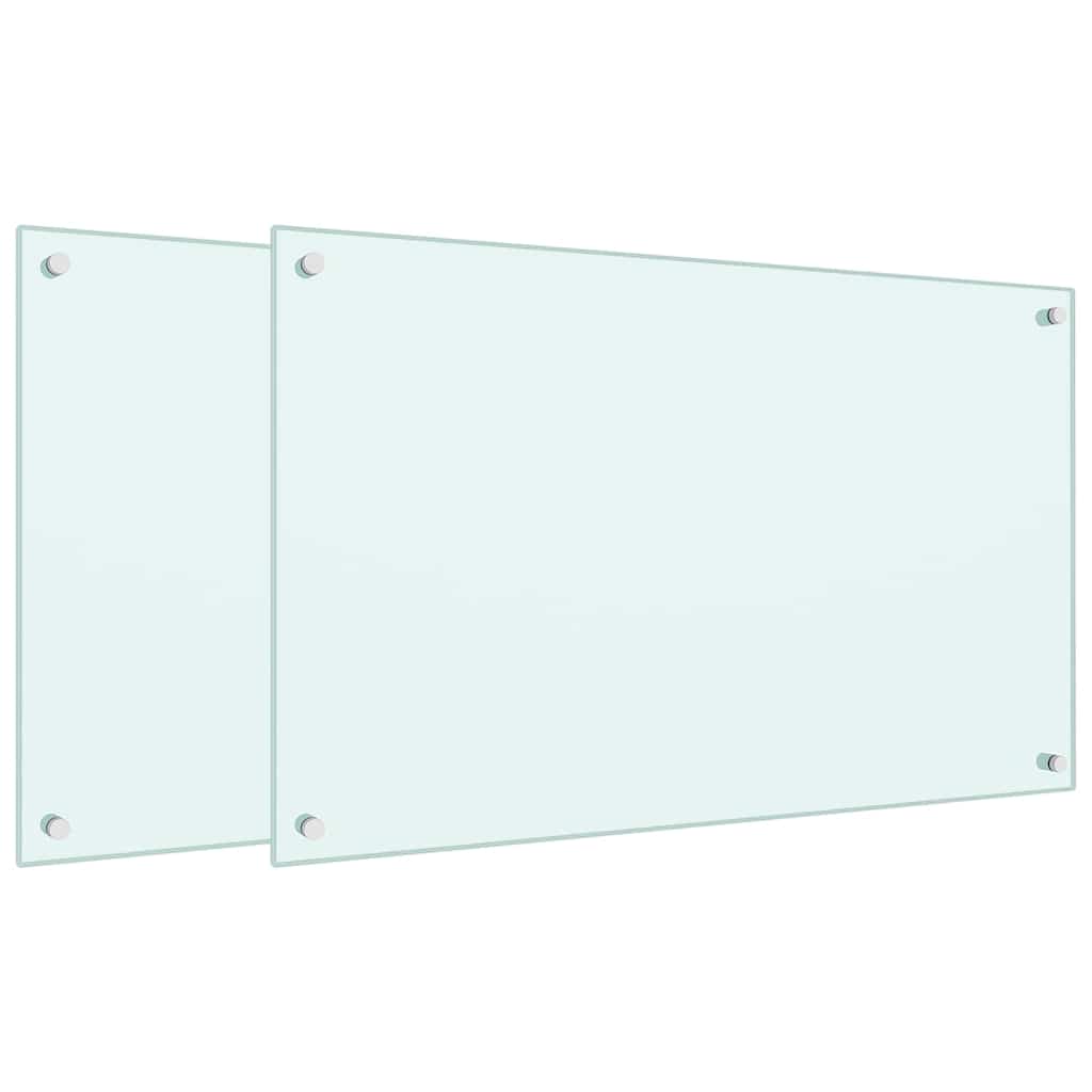 Kitchen Backsplashes 2 pcs White 80x50 cm Tempered Glass